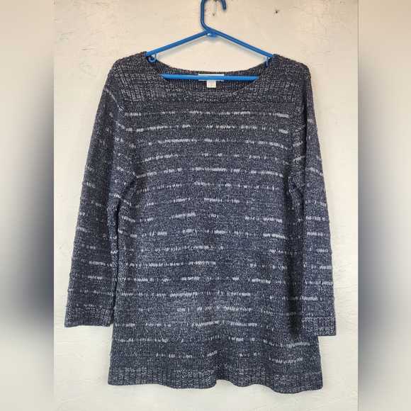 Coldwater Creek Sweater Womens Size 8 Blue Open Knit Pullover Tunic - Picture 1 of 5